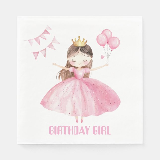 Serviette En Papier Little Princess 1st Birthday Napkins Girl (Devant)