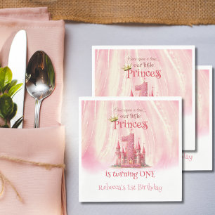 Serviette En Papier Little Princess Pink Castle 1er anniversaire