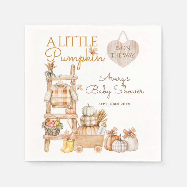 Serviette En Papier Little Pumpkin Fall Locally Grown Baby Shower (Devant)
