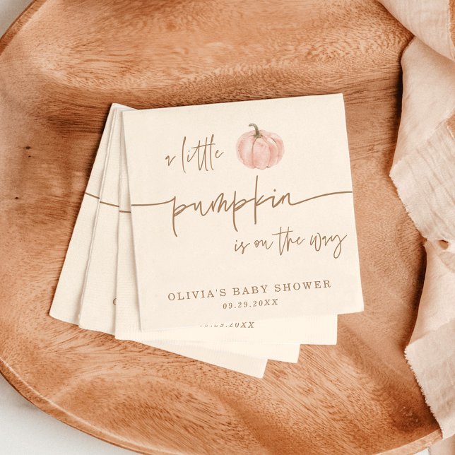 Serviette En Papier Little Pumpkin On The Way Fall Baby Shower (Créateur téléchargé)