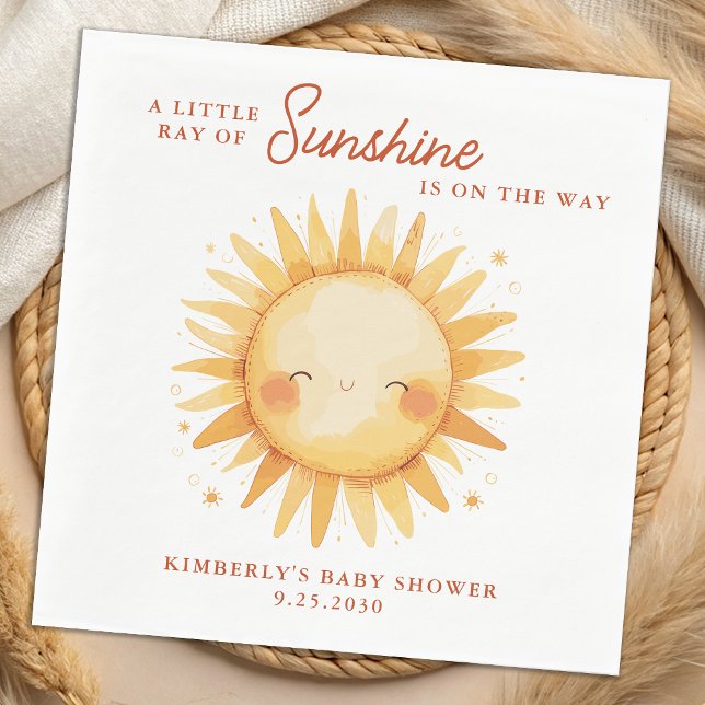 Serviette En Papier Little Ray of Sunshine Boho Cute Sun Baby Shower (Créateur téléchargé)