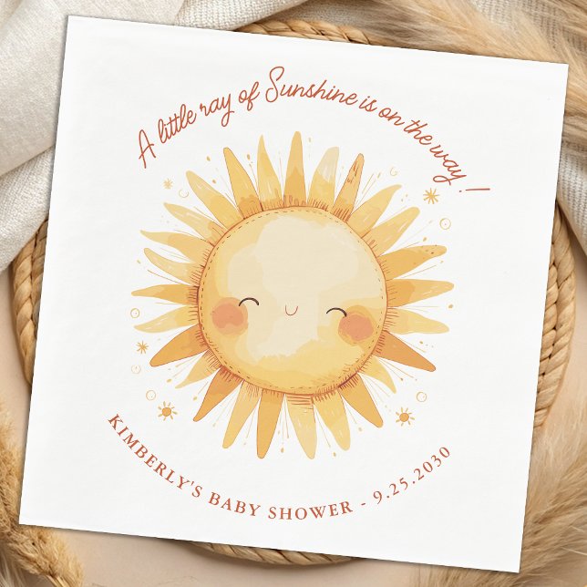 Serviette En Papier Little Ray of Sunshine Boho Sun Cute Baby Shower (Créateur téléchargé)