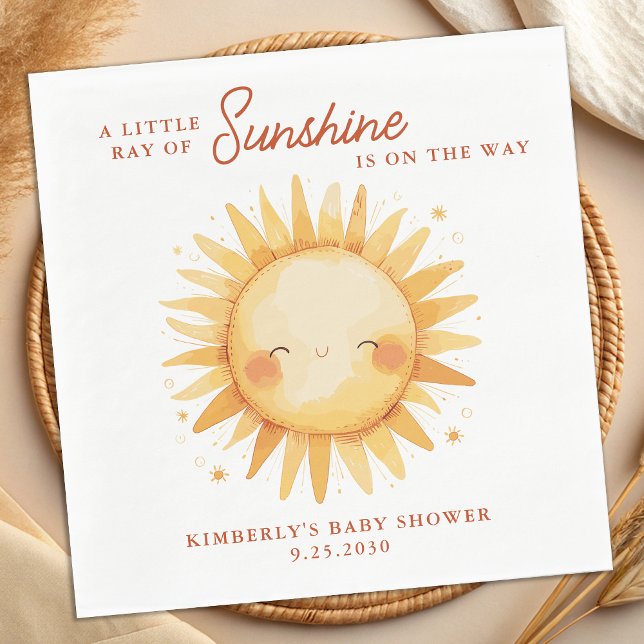 Serviette En Papier Little Ray of Sunshine Boho Sun Cute Baby Shower (Créateur téléchargé)