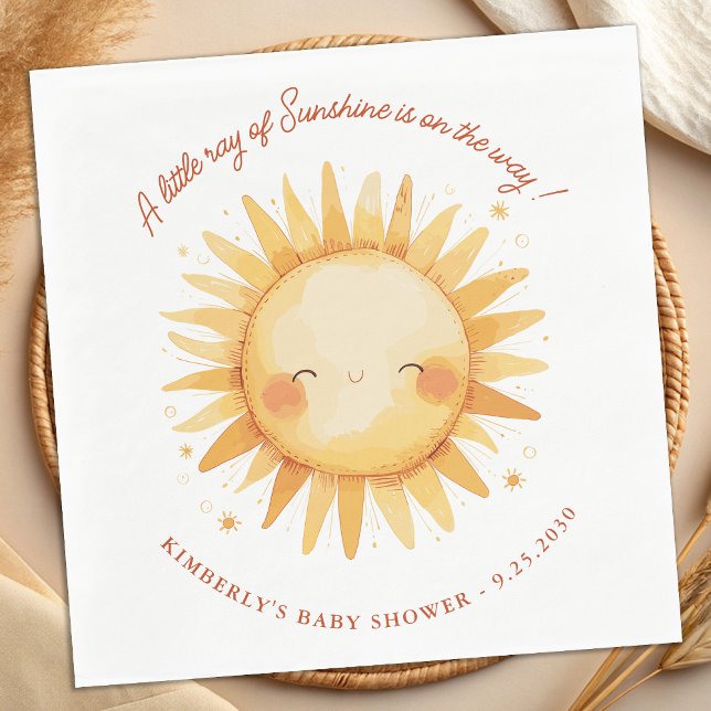Serviette En Papier Little Ray of Sunshine Cute Boho Sun Baby Shower (Créateur téléchargé)