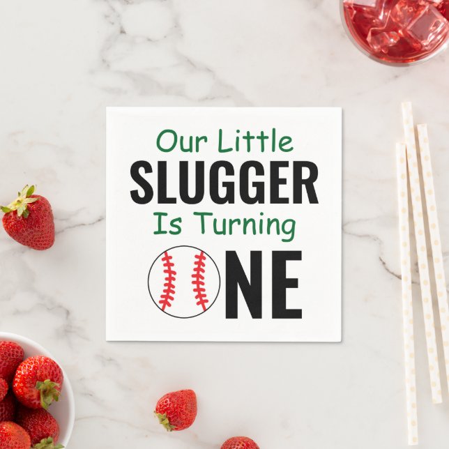 Serviette En Papier Little Slugger Baseball 1er anniversaire (En situation)