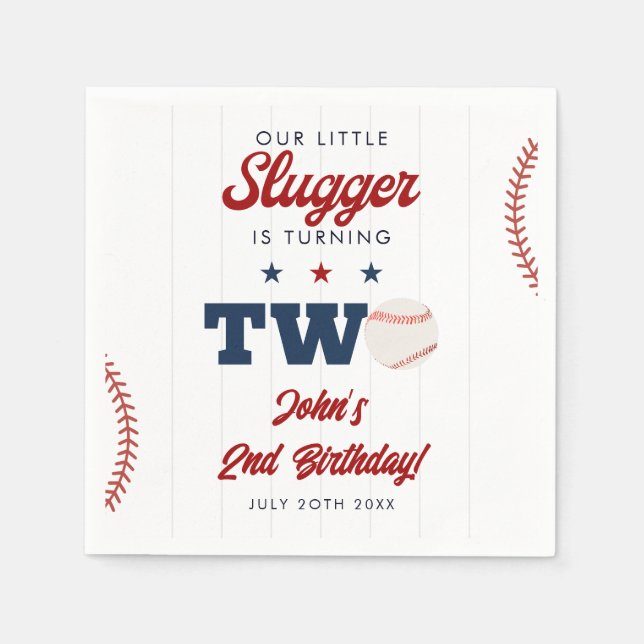 Serviette En Papier Little Slugger Baseball 2e anniversaire (Devant)