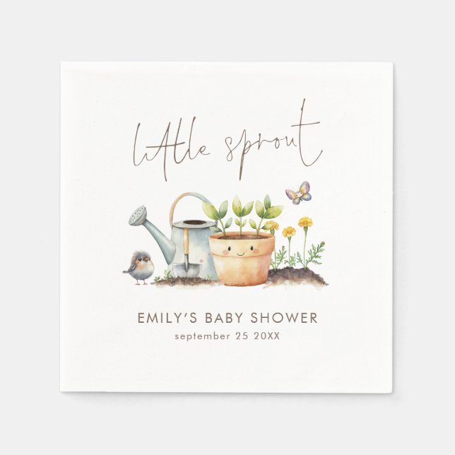 Serviette En Papier Little Sprout Gender Neutral Garden Baby Shower  (Devant)