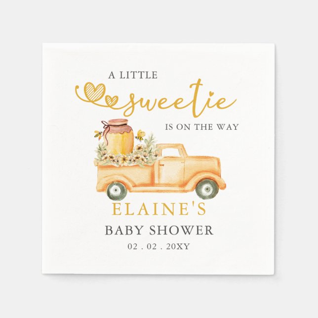 Serviette En Papier Little Sweetie Est Sur Le Chemin Baby shower Honey (Devant)