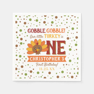 Serviette En Papier Little Turkey Fall Thanksgiving 1er anniversaire