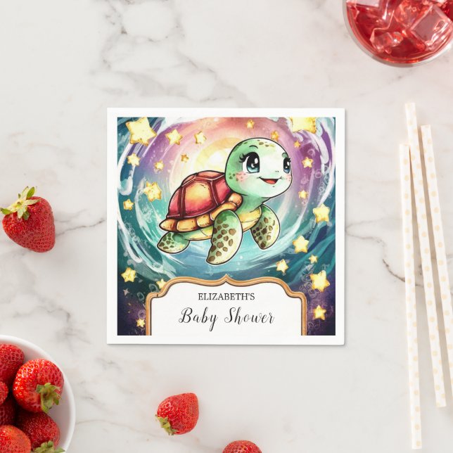 Serviette En Papier Little Under the Sea Turtle Baby shower (En situation)