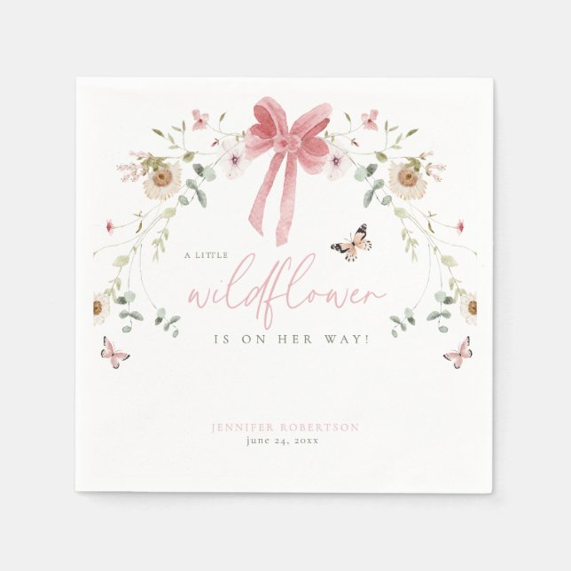Serviette En Papier Little Wildflower Butterfly Girl Baby Shower (Devant)