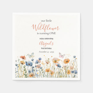 Serviette En Papier Little Wildflower Butterfly Meadow 1st Birthday