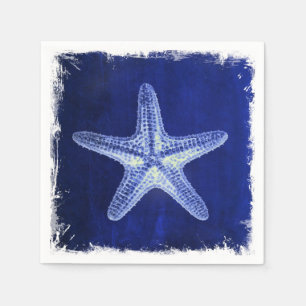 Serviette En Papier littoral chic plage rustique nautique bleu étoile