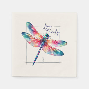 Serviette En Papier Live Freely - Dragonfly artistique