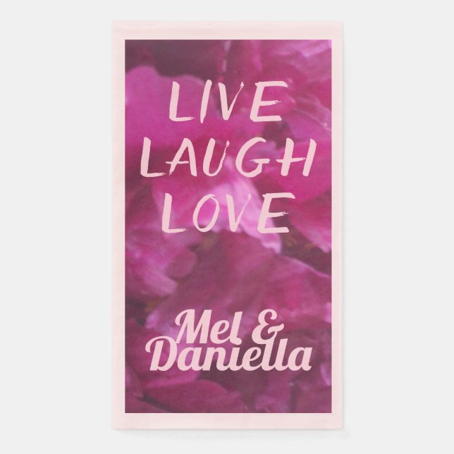 Serviette En Papier Live Laugh Love Purple Peony Floral (Devant)