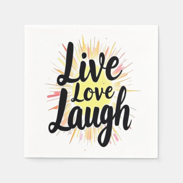 Serviette En Papier Live Love Laugh Motivational Burst (Devant)