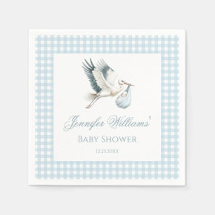 Serviette En Papier Livraison de la cigogne Bleue jolie bébé garçon do