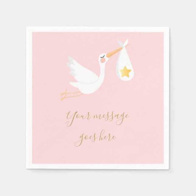 Serviette En Papier Livraison spéciale Boule bébé fille Douche rose (Devant)