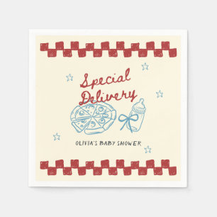 Serviette En Papier Livraison Spéciale Vintage Pizza Baby Shower