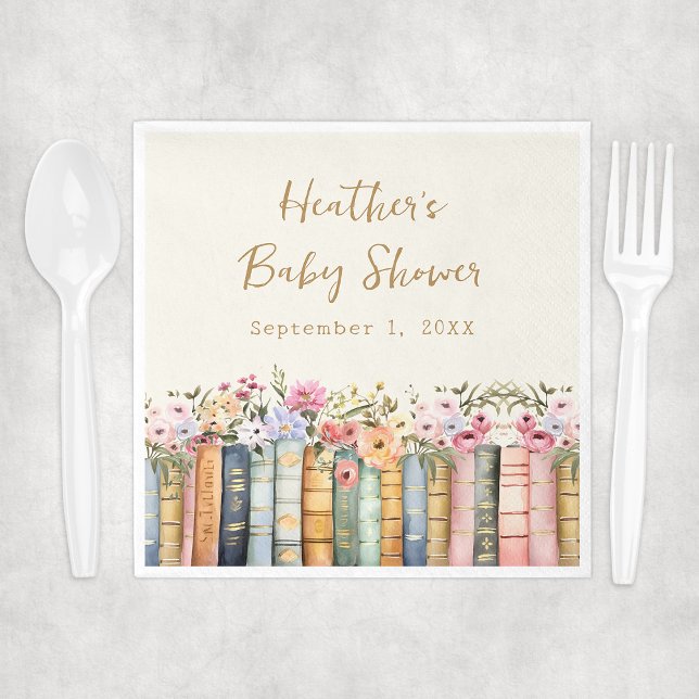 Serviette En Papier Livre bébé Napkin (Wildflower Books Baby Shower Napkin by Painted Paperie
)