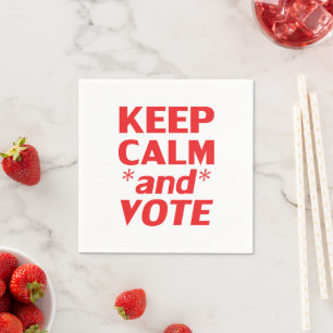 Serviette En Papier Livre blanc rouge "Keep Calm and Vote"
