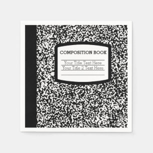 Serviette En Papier Livre de composition personnalisé École noire/bl