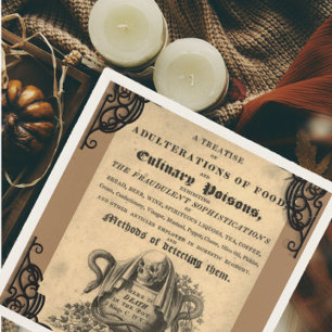 Serviette En Papier Livre de poisons culinaires de 1820 crâne antique