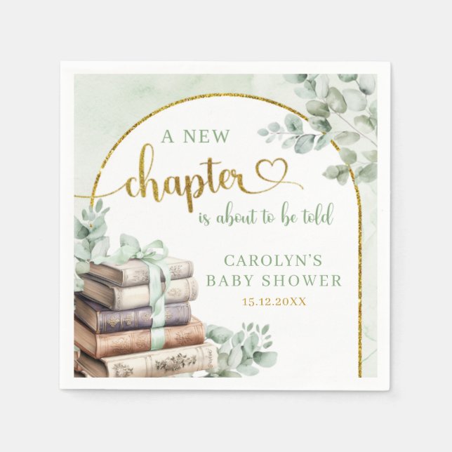 Serviette En Papier Livre d'histoire de verdure Baby shower papier ser (Devant)