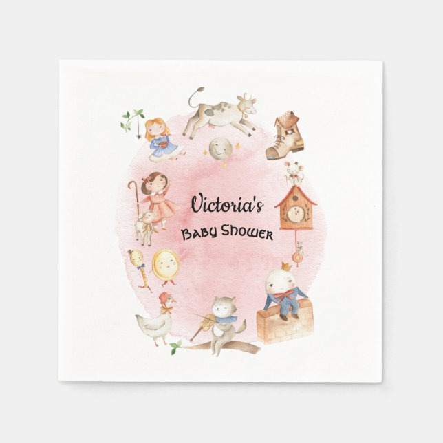 Serviette En Papier Livre d'histoire Nursery Rhyme baby shower serviet (Devant)