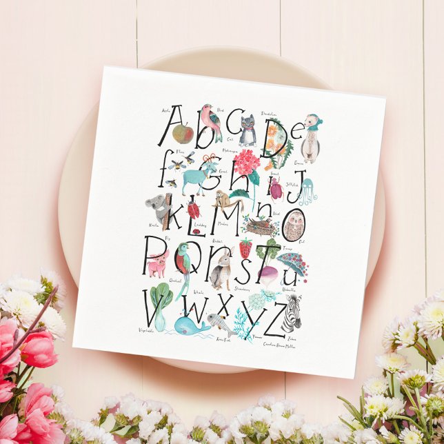 Serviette En Papier Livre d'histoires Alphabet ABC pour enfants Baby S (Alphabet ABC storybook kids baby shower Napkins)