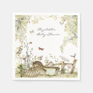 Serviette En Papier Livre d'histoires   Baby Shower en Forêt de Bois