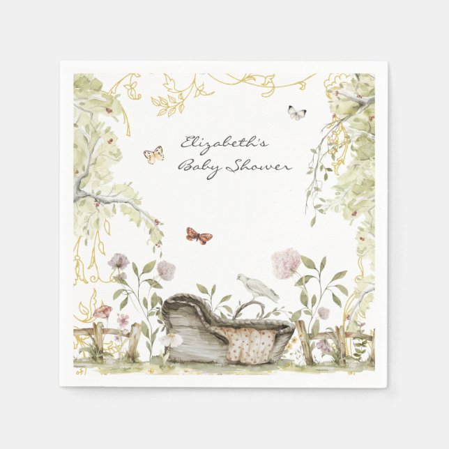 Serviette En Papier Livre d'histoires | Baby shower forestier (Devant)