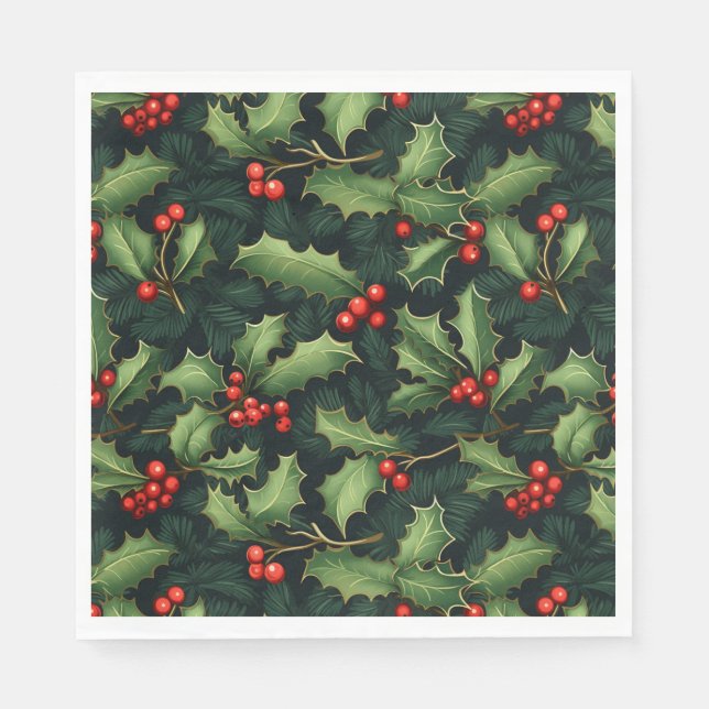 Serviette En Papier Livre Holiday Holly (Devant)