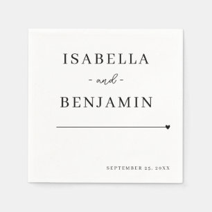 Serviette En Papier Livre minimaliste moderne noir et blanc Mariage