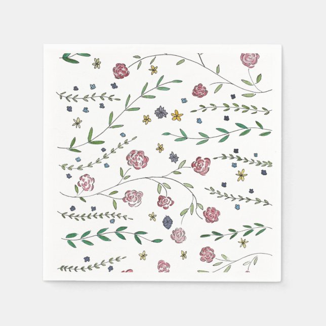 Serviette En Papier Livres & Blossoms Cocktail Napkins (Devant)