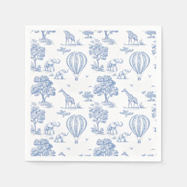 Serviette En Papier livres de baby shower de safari bleu pour bébé (Devant)