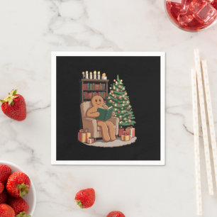 Serviette En Papier Livres de lecture Rétro Gingerbread Noël Enseignan