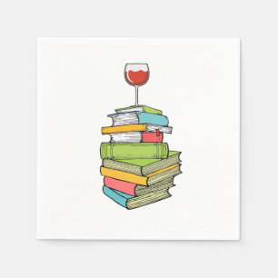 Serviette En Papier Livres Et Vin J'Aime Lire Livres
