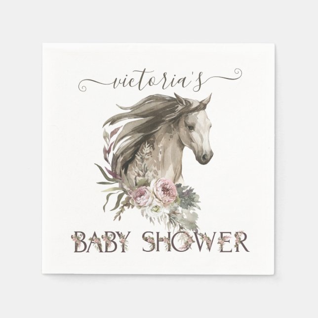 Serviette En Papier Livres rustiques pour chevaux pour Baby shower (Devant)