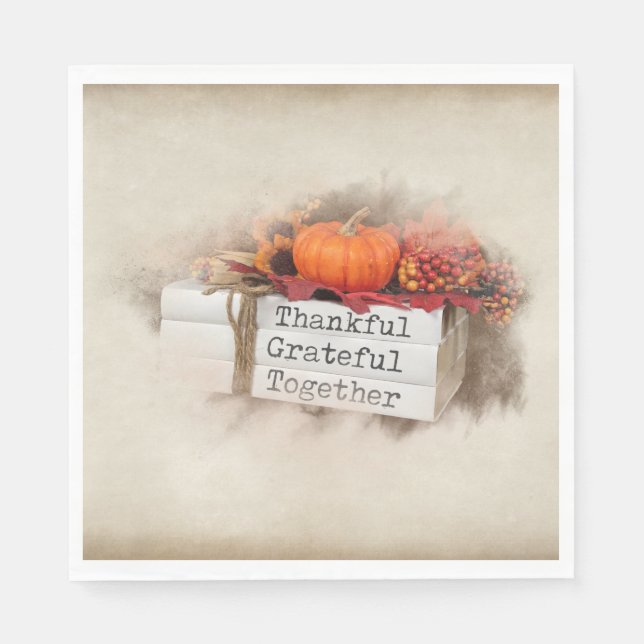 Serviette En Papier Livres Thanksgiving d'automne (Devant)