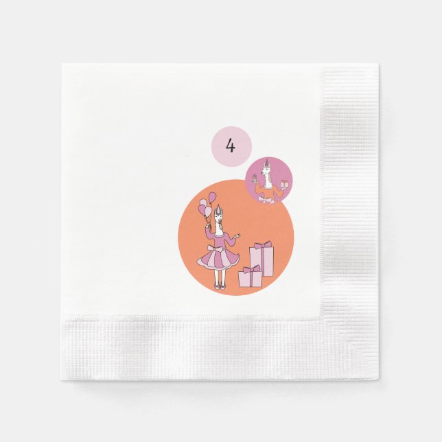 Serviette En Papier Llama anniversaire (Devant)