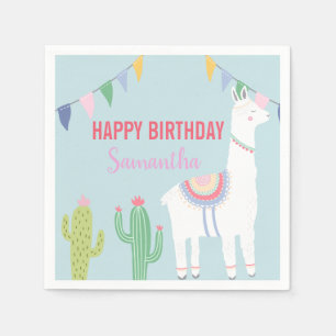 Serviette En Papier Llama Anniversaire Fête Cute Fiesta Cactus Succule