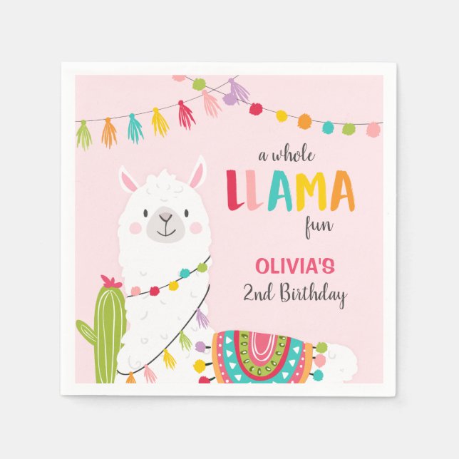 Serviette En Papier Llama anniversaire Papier Naples Alpaca Fiesta Cac (Devant)