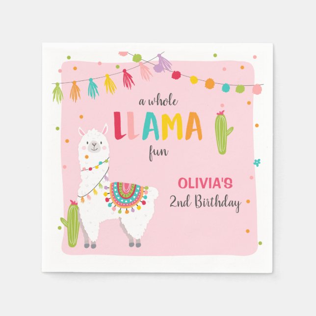 Serviette En Papier Llama anniversaire Papier Naples Alpaca Fiesta Cac (Devant)