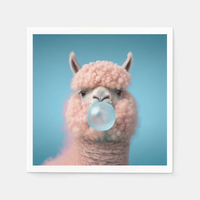 Serviette En Papier Llama Bubblegum Funny (Devant)