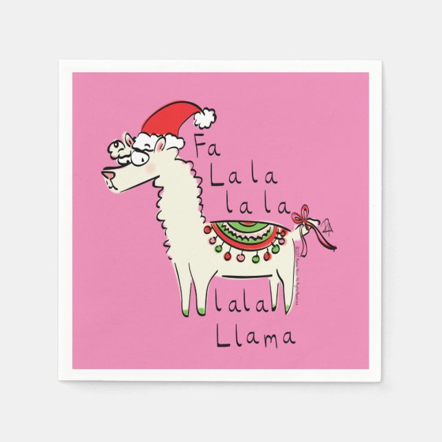 Serviette En Papier Llama Cute Drôle Noël Vacances (Devant)