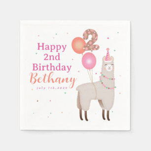 Serviette En Papier Llama d'anniversaire