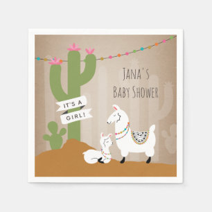Serviette En Papier Llama Desert Cactus Girl Baby shower