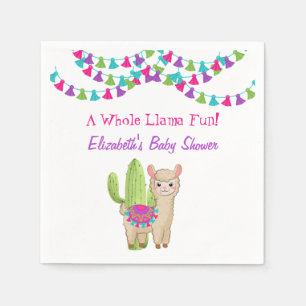 Serviette En Papier Llama entier amusant rose violet Cactus Baby showe