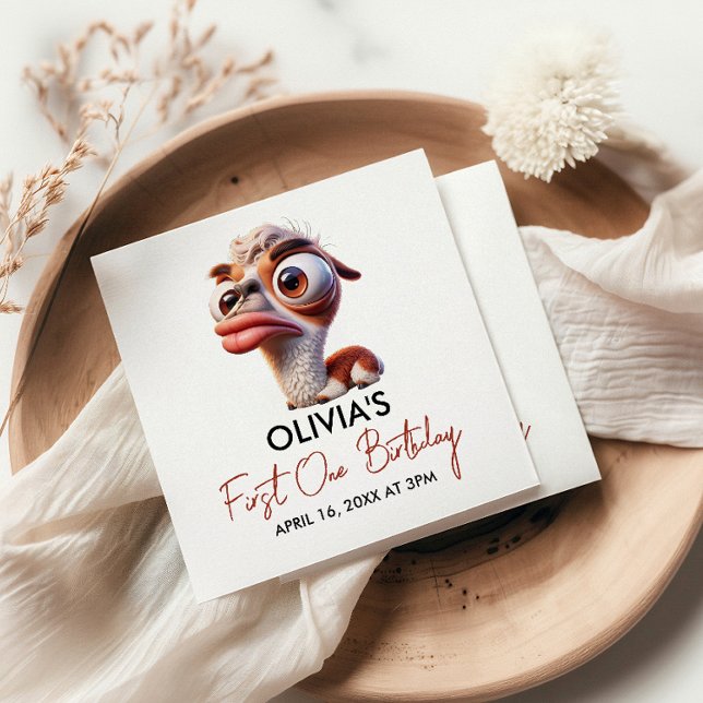 Serviette En Papier Llama Fiesta Funny Caricature 1er anniversaire (Créateur téléchargé)